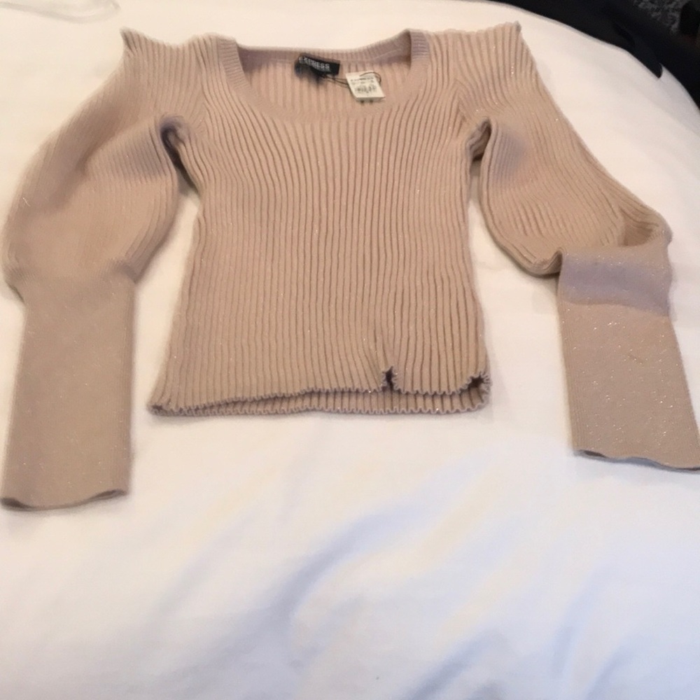 Beige Sparkle Sweater. Great shoulder detail